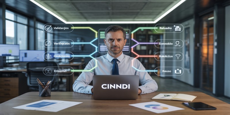Flows avançados: validações, condicionais e reuso de blocos na CINNDI